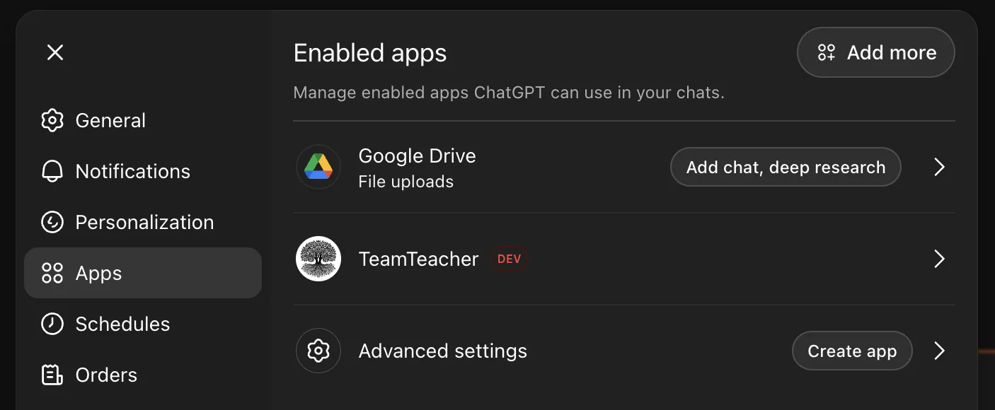 TeamTeacher in Apps list