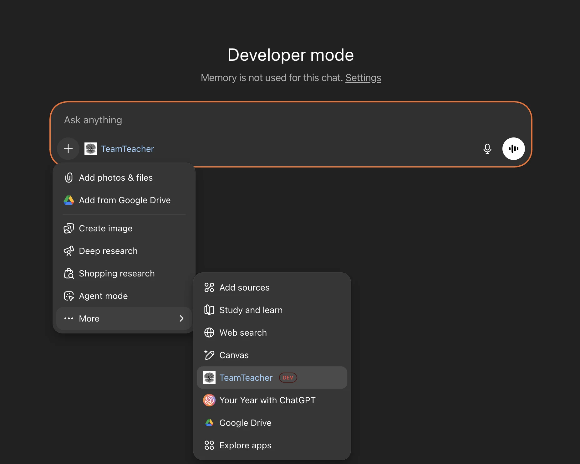 Select TeamTeacher from the menu
