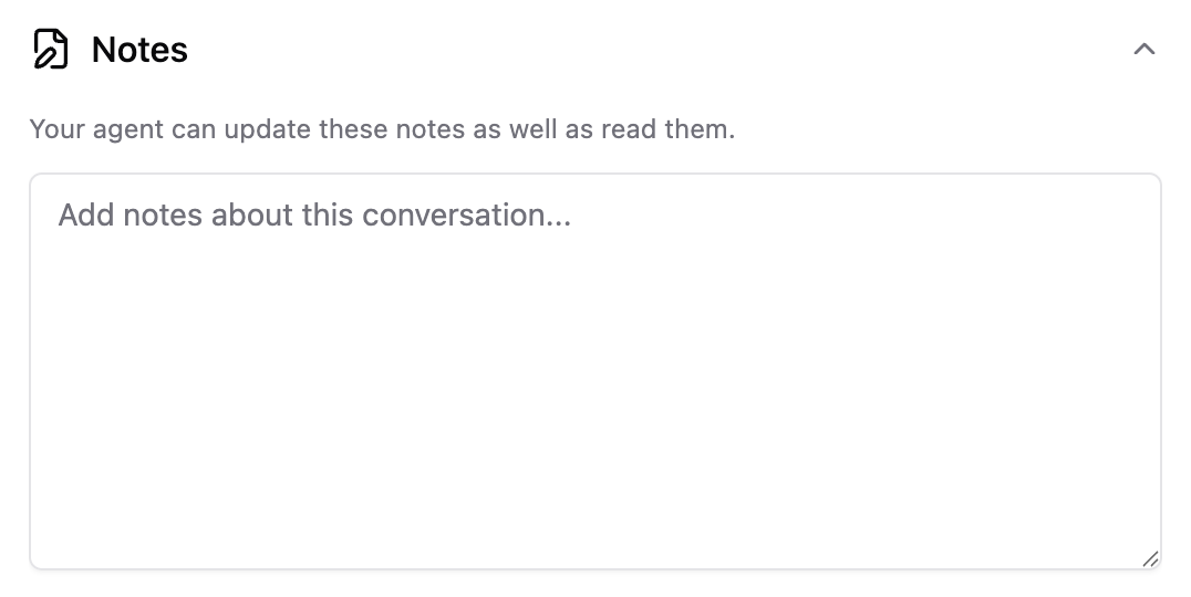 Notes panel in the conversation sidebar
